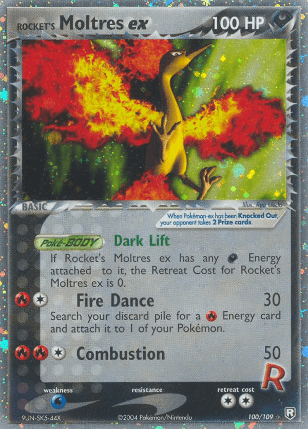 Rocket's Moltres ex printed card