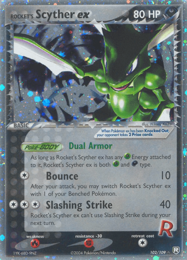 Rocket's Scyther ex printed card