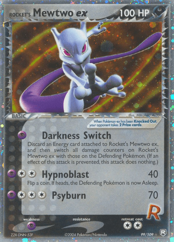 Rocket's Mewtwo ex printed card