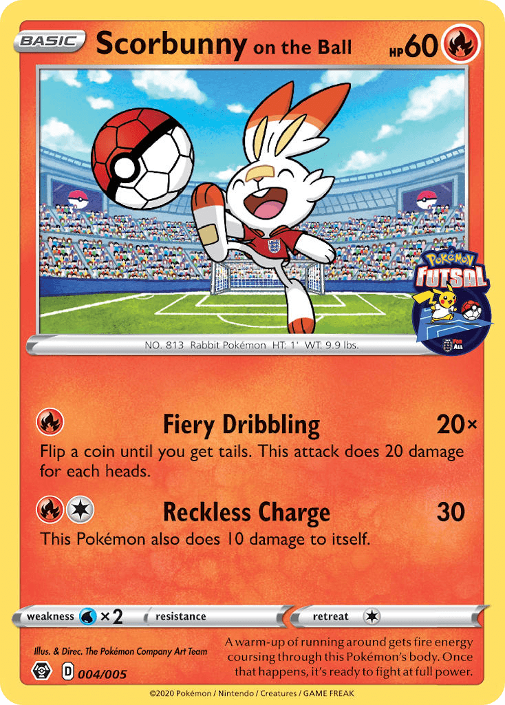 Scorbunny on the Ball printed card