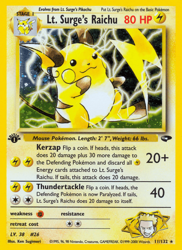 Lt. Surge's Raichu printed card