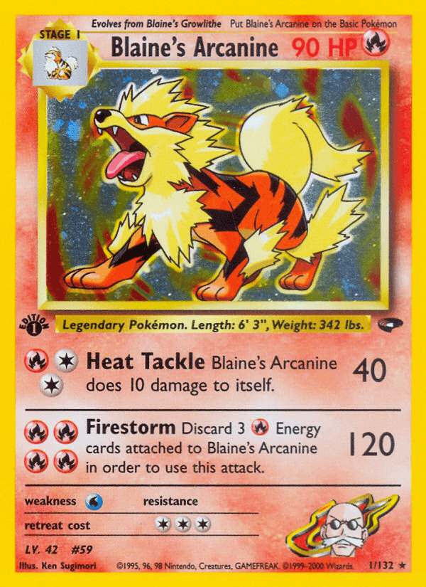 Blaine's Arcanine printed card