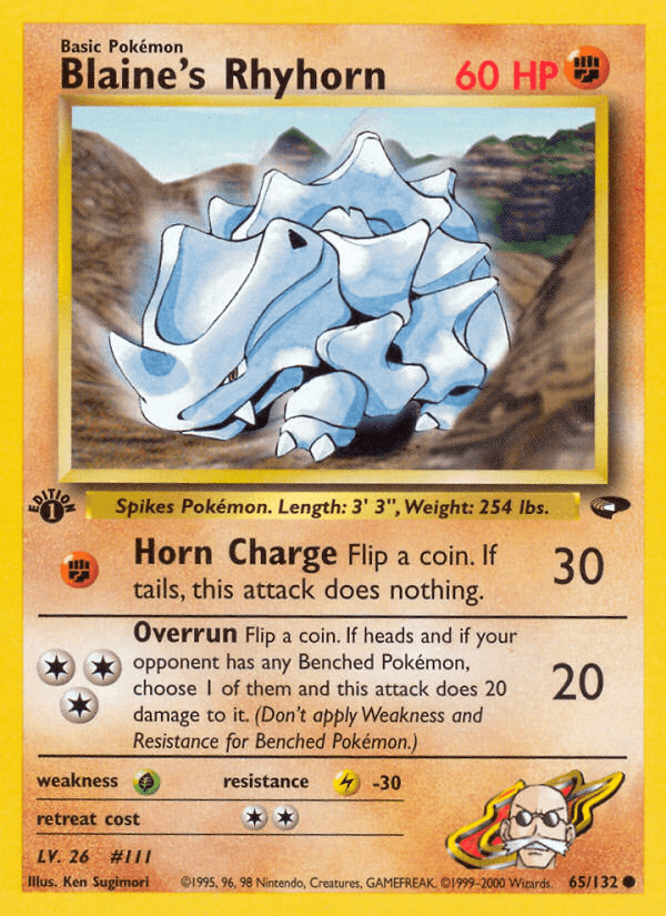 Blaine's Rhyhorn printed card