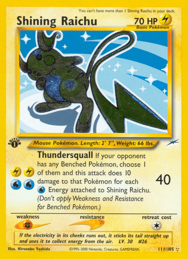 Shining Raichu printed card