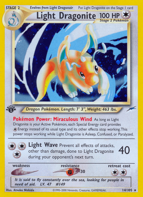 Light Dragonite printed card