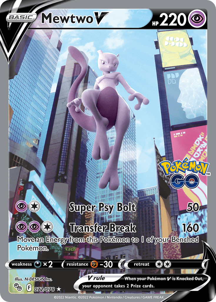 Mewtwo V printed card