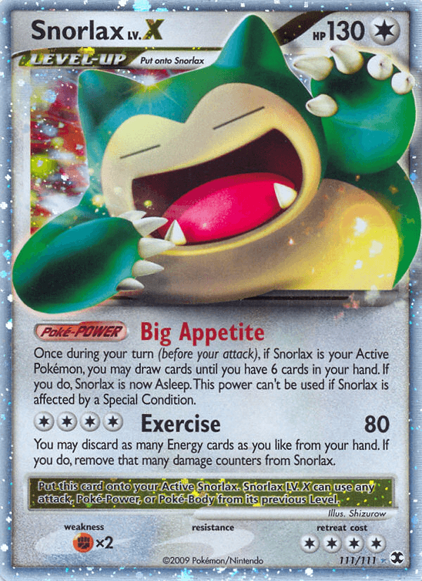 Snorlax LV.X printed card