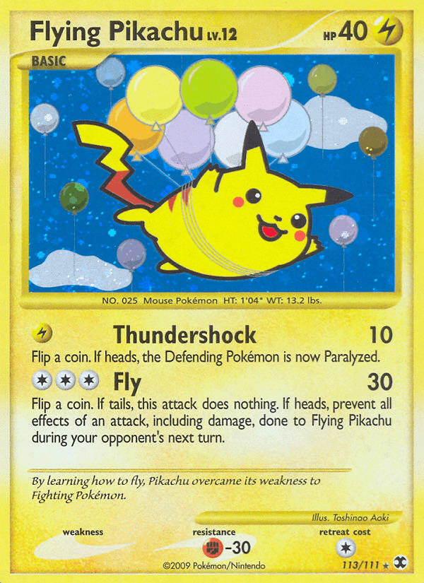 Flying Pikachu printed card