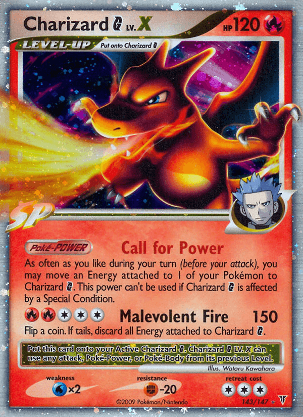 Charizard G LV.X printed card