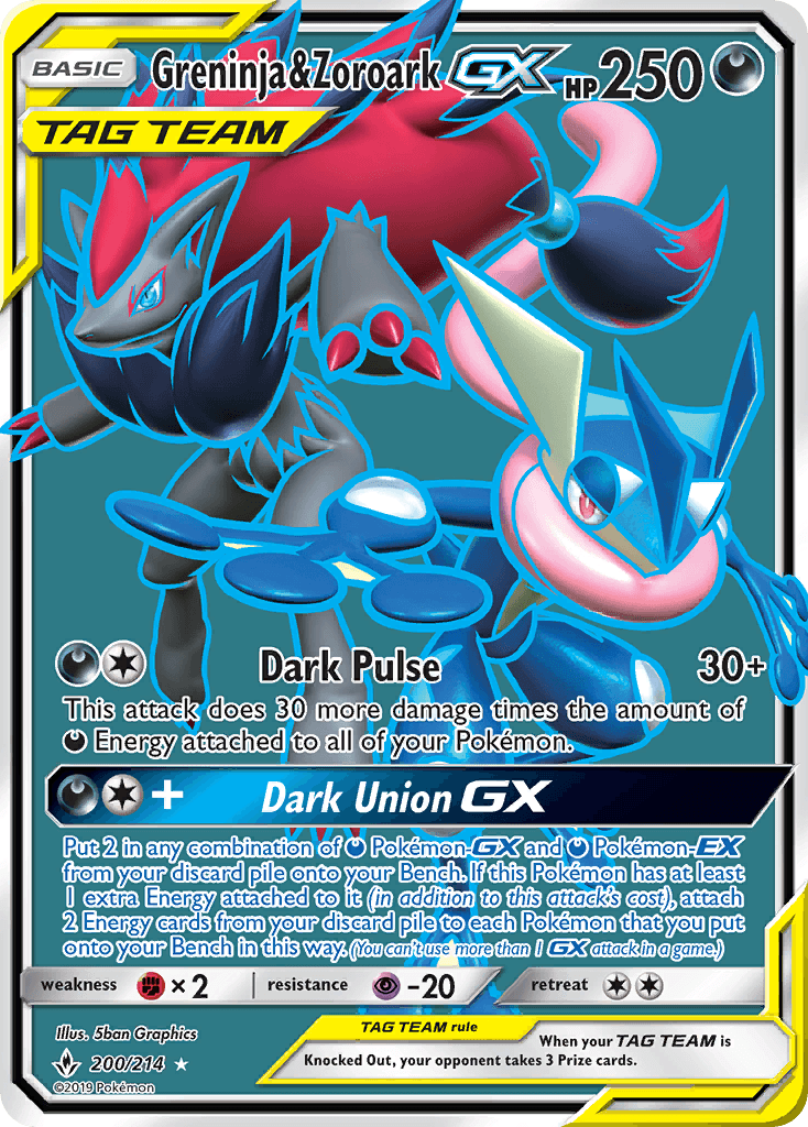 Greninja & Zoroark-GX printed card