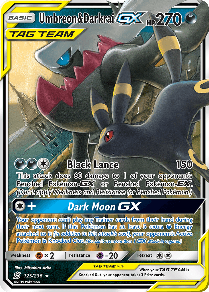 Umbreon & Darkrai-GX printed card