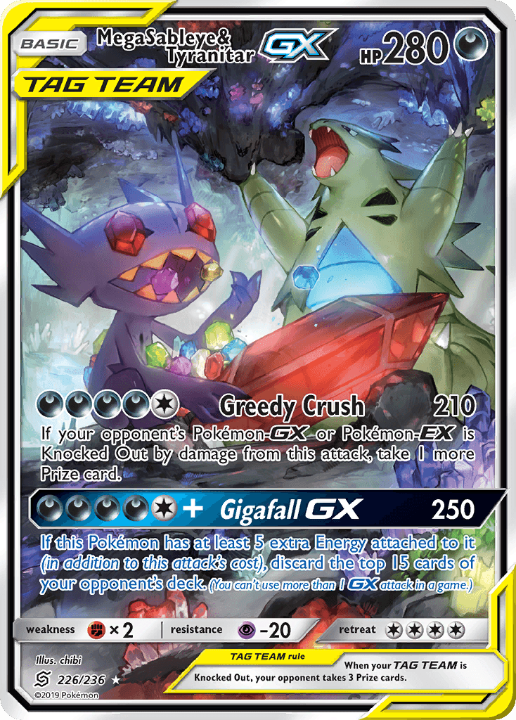 Mega Sableye & Tyranitar-GX printed card