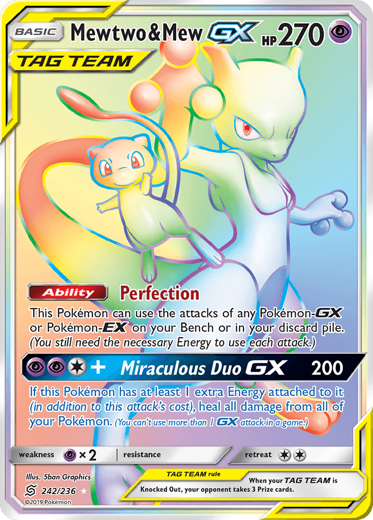 Mewtwo & Mew-GX printed card