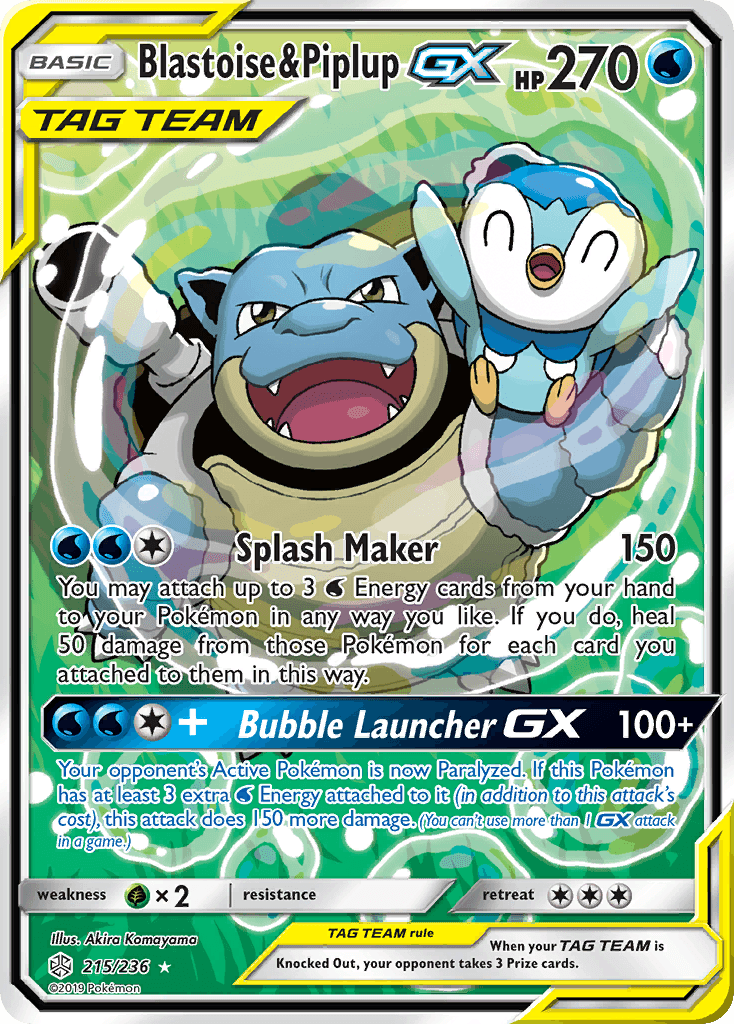 Blastoise & Piplup-GX printed card