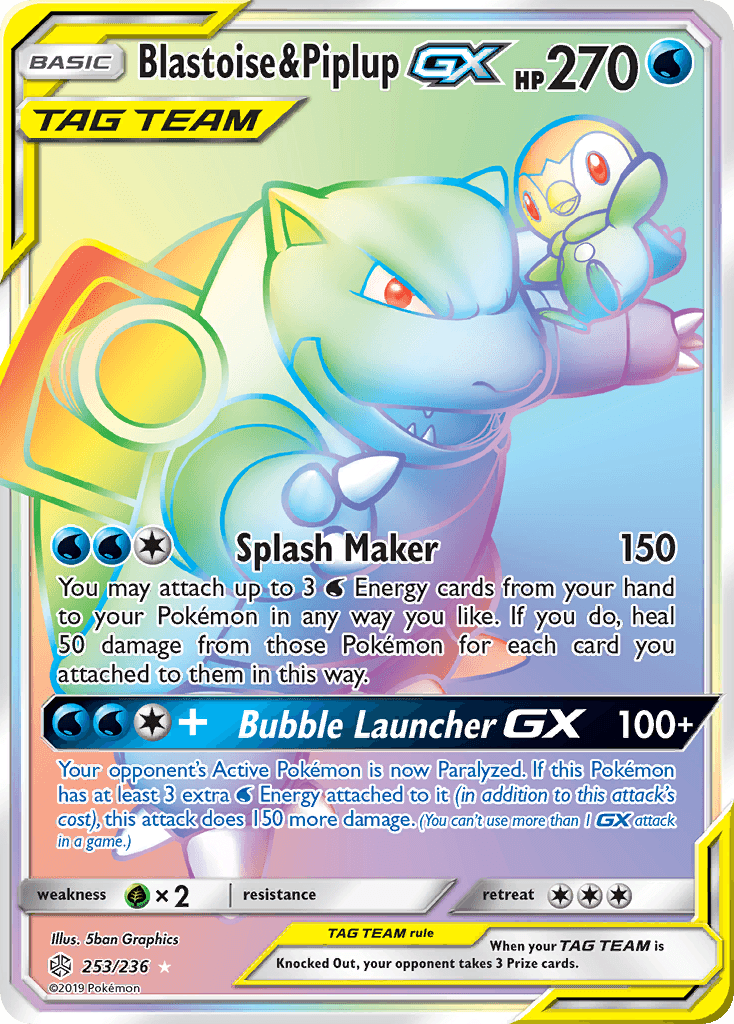 Blastoise & Piplup-GX printed card