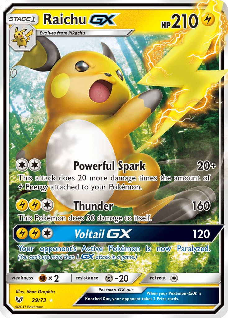 Raichu-GX printed card