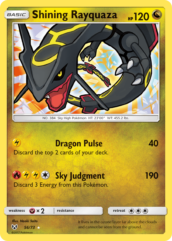Shining Rayquaza printed card