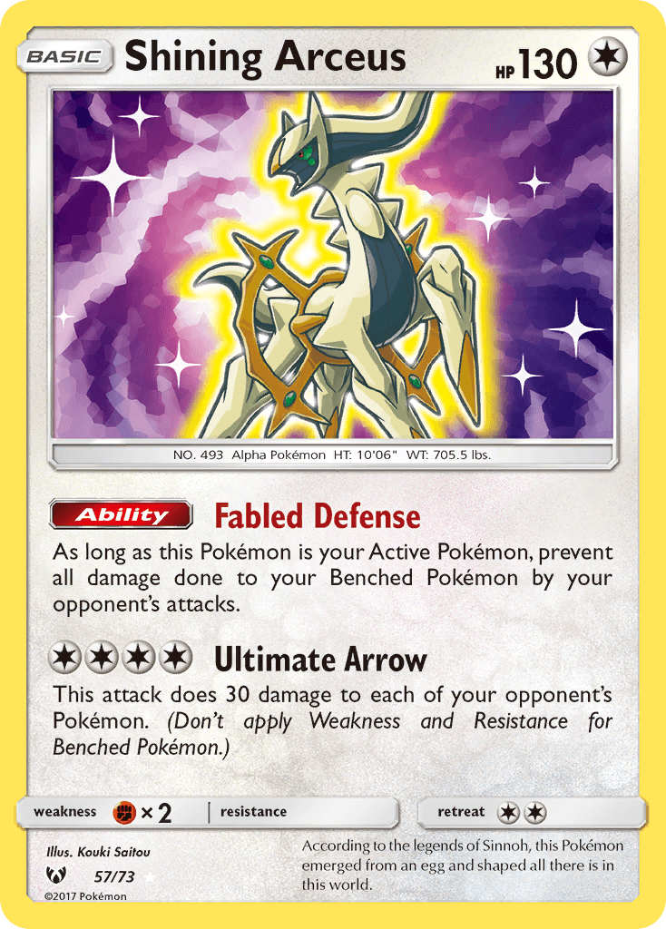 Shining Arceus printed card