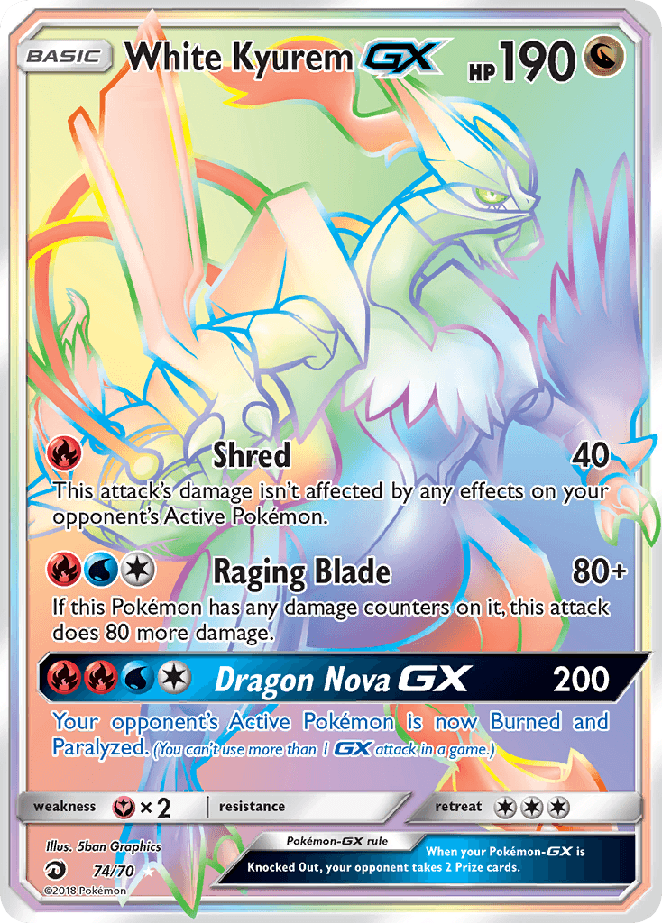 White Kyurem-GX printed card