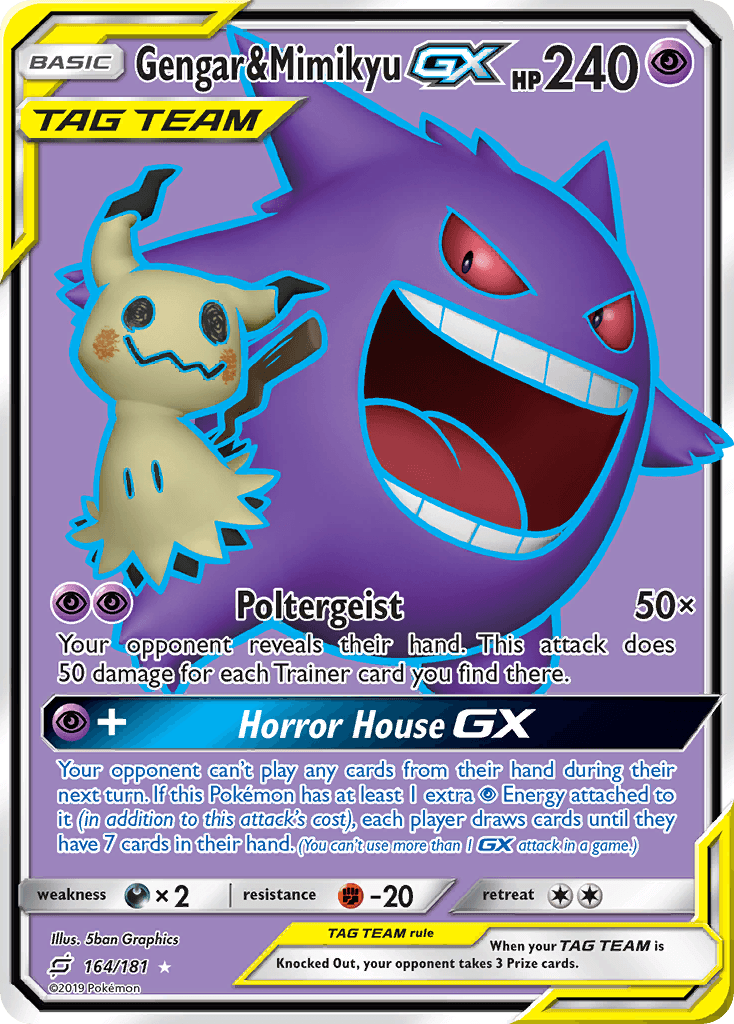Gengar & Mimikyu-GX printed card