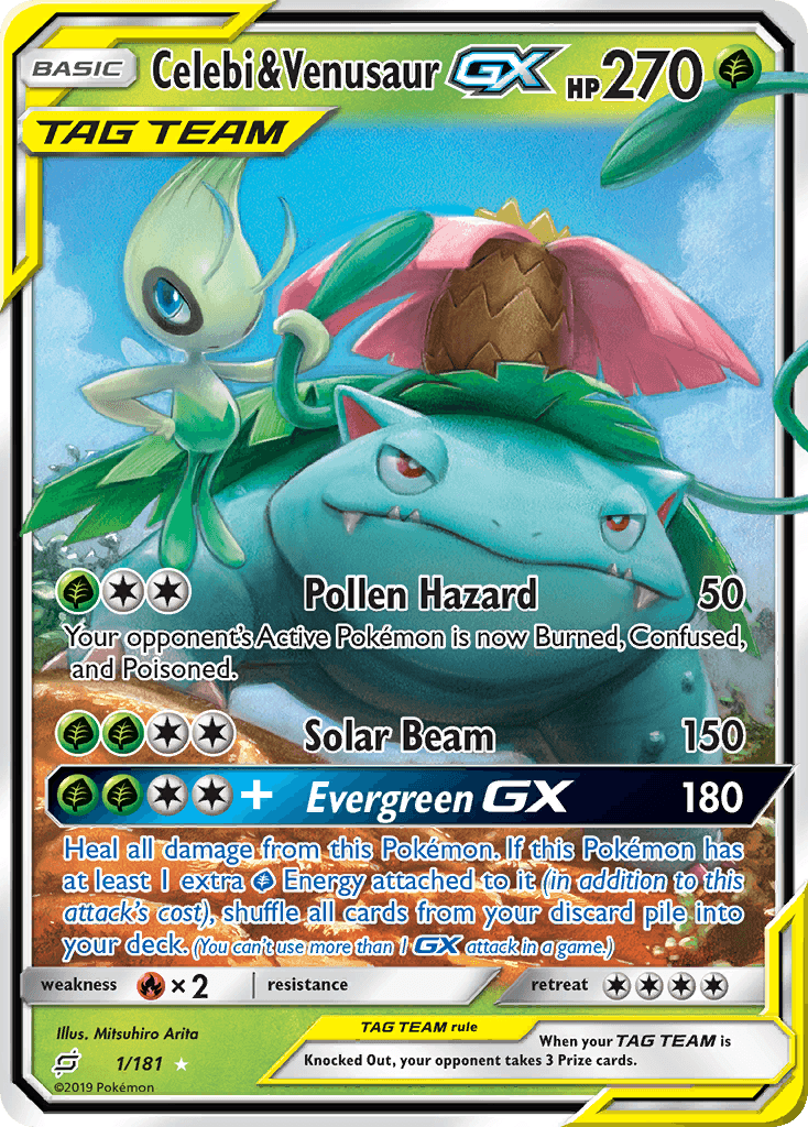 Celebi & Venusaur-GX printed card
