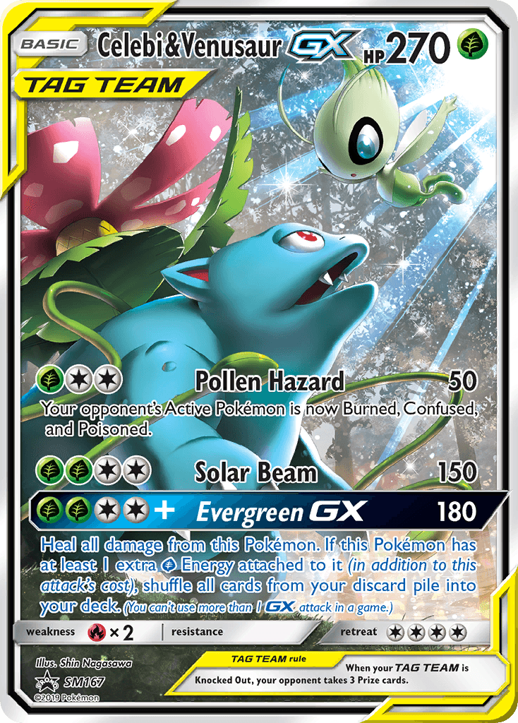 Celebi & Venusaur-GX printed card