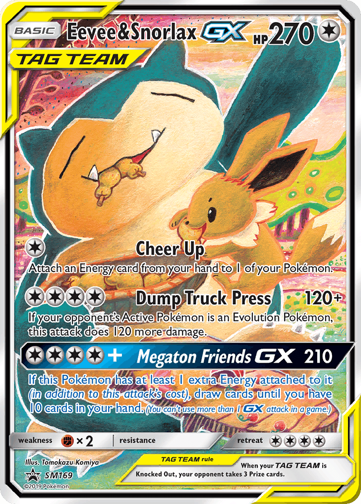Eevee & Snorlax-GX printed card