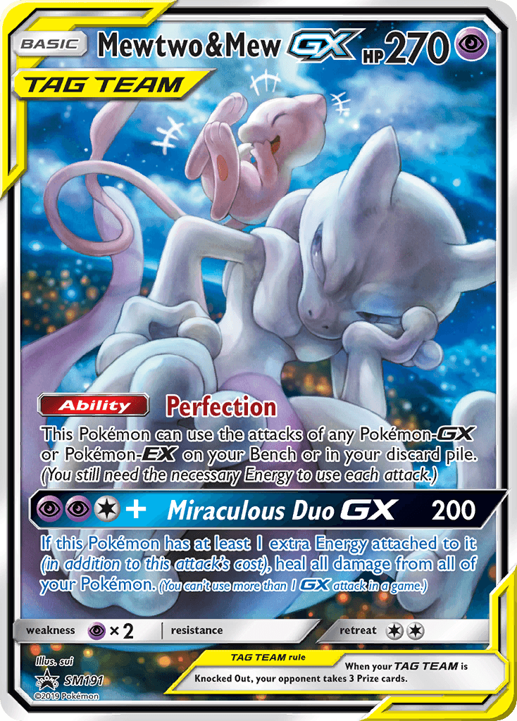 Mewtwo & Mew-GX printed card