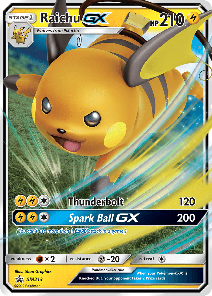 Raichu-GX printed card