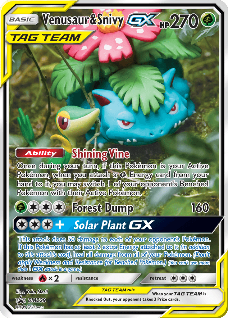 Venusaur & Snivy-GX printed card