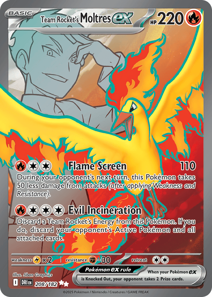 Team Rocket's Moltres ex printed card