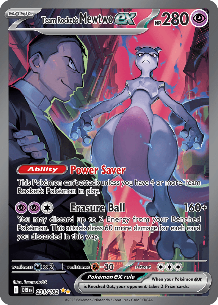 Team Rocket's Mewtwo ex printed card