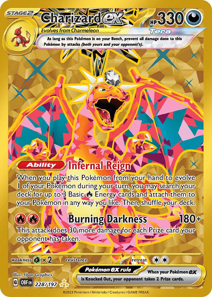 Charizard ex printed card