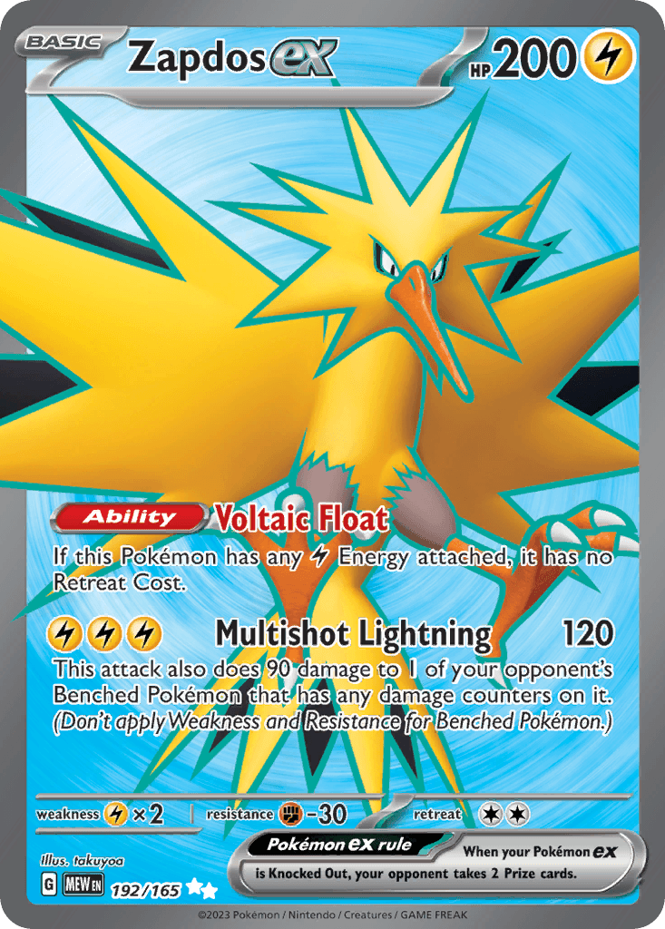 Zapdos ex printed card