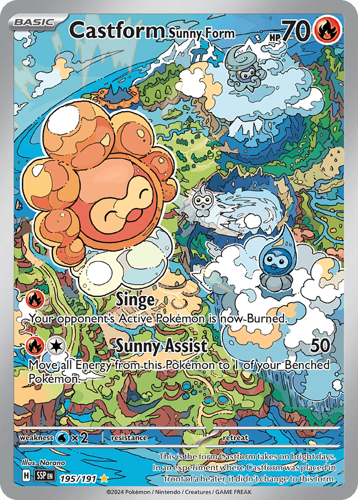 Castform Sunny Form printed card