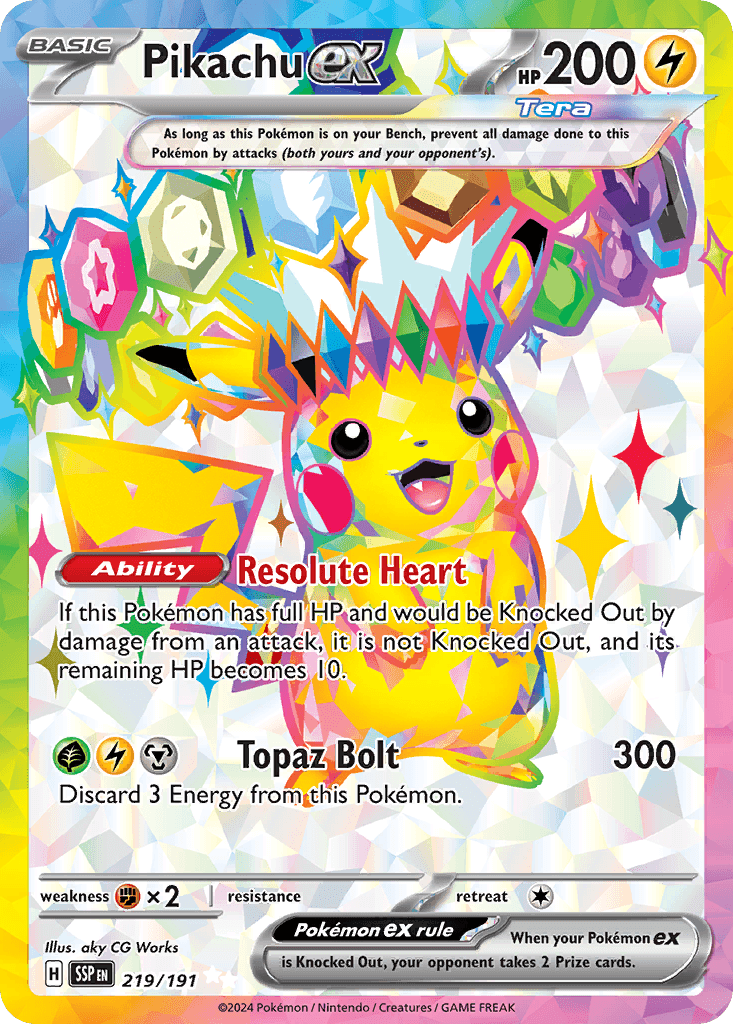 Pikachu ex printed card