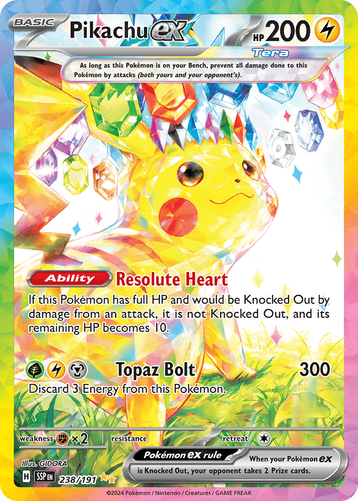 Pikachu ex printed card