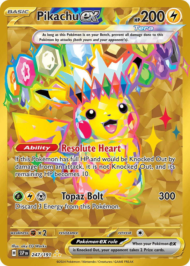 Pikachu ex printed card