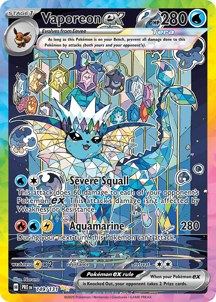 Vaporeon ex printed card