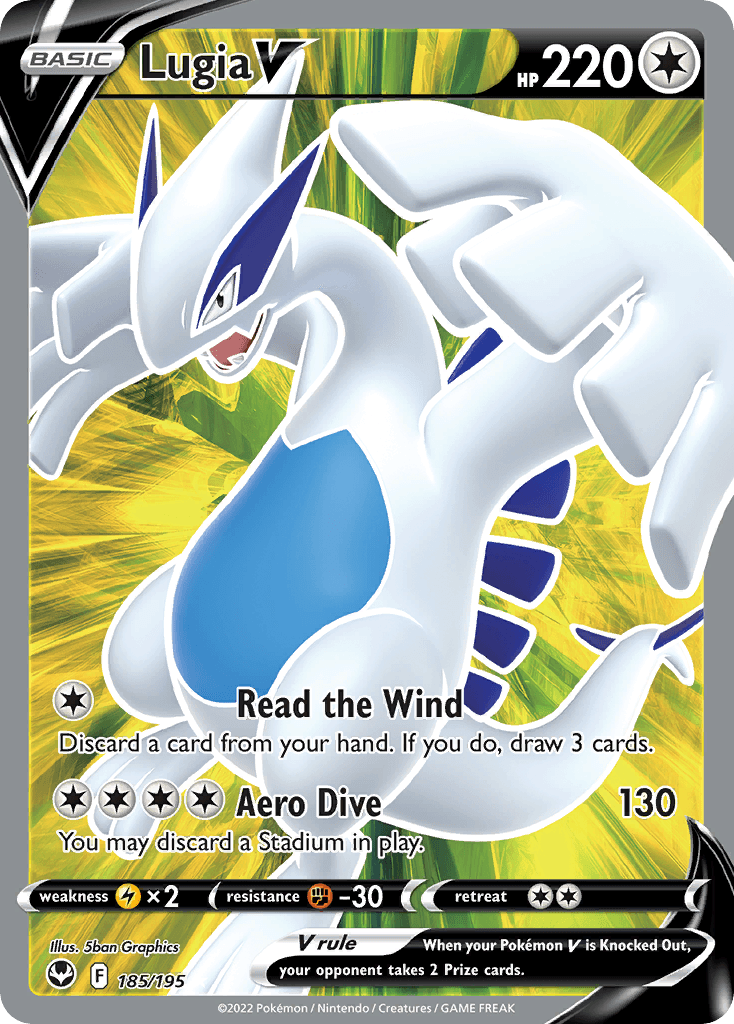Lugia V printed card
