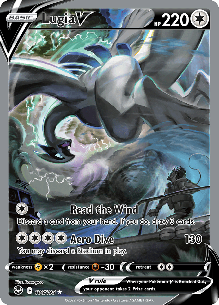 Lugia V printed card