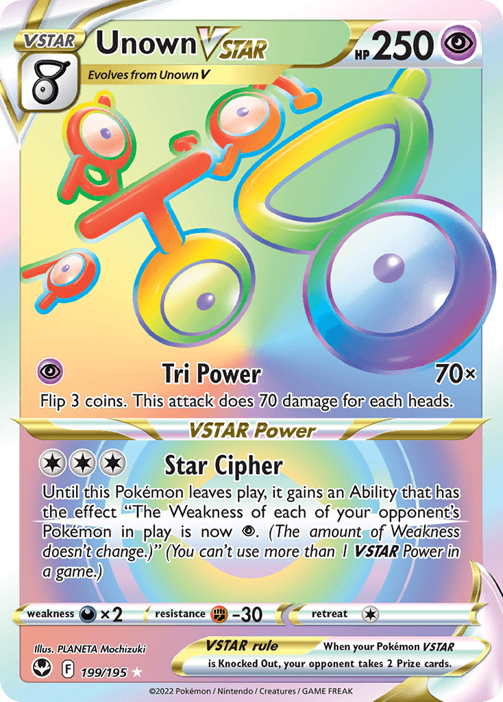 Unown VSTAR printed card