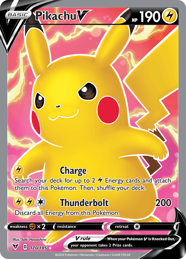 Pikachu V printed card