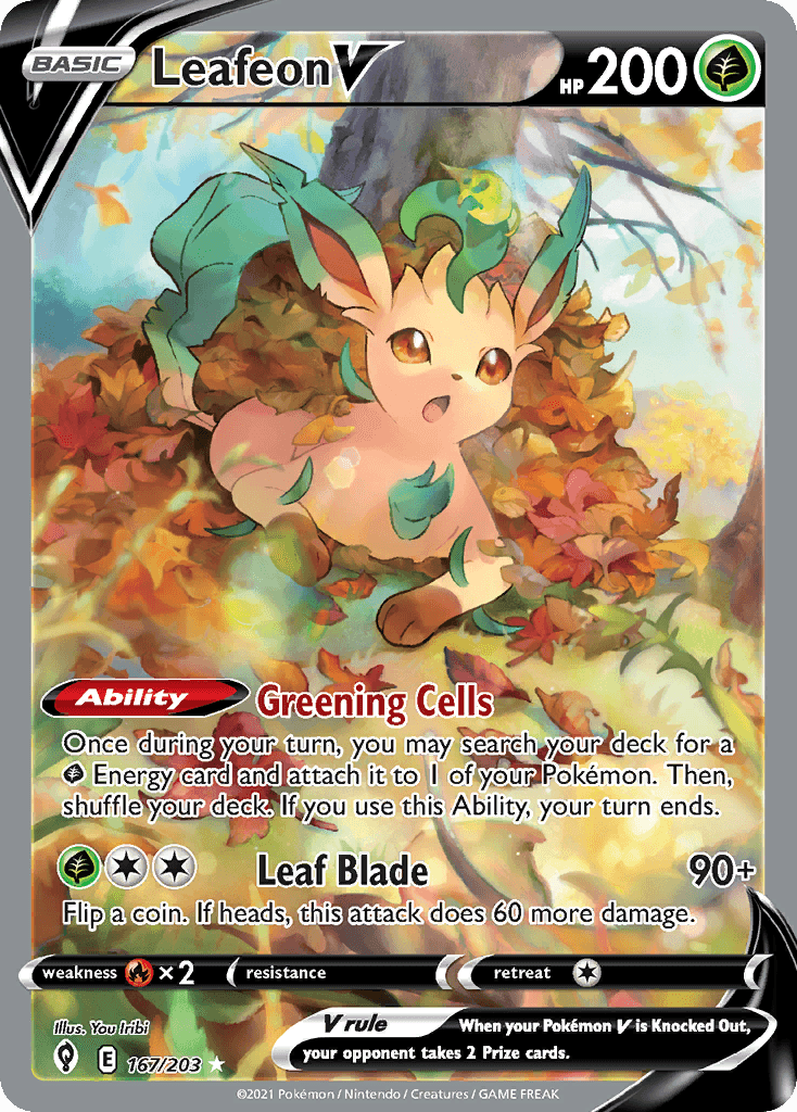 Leafeon V printed card