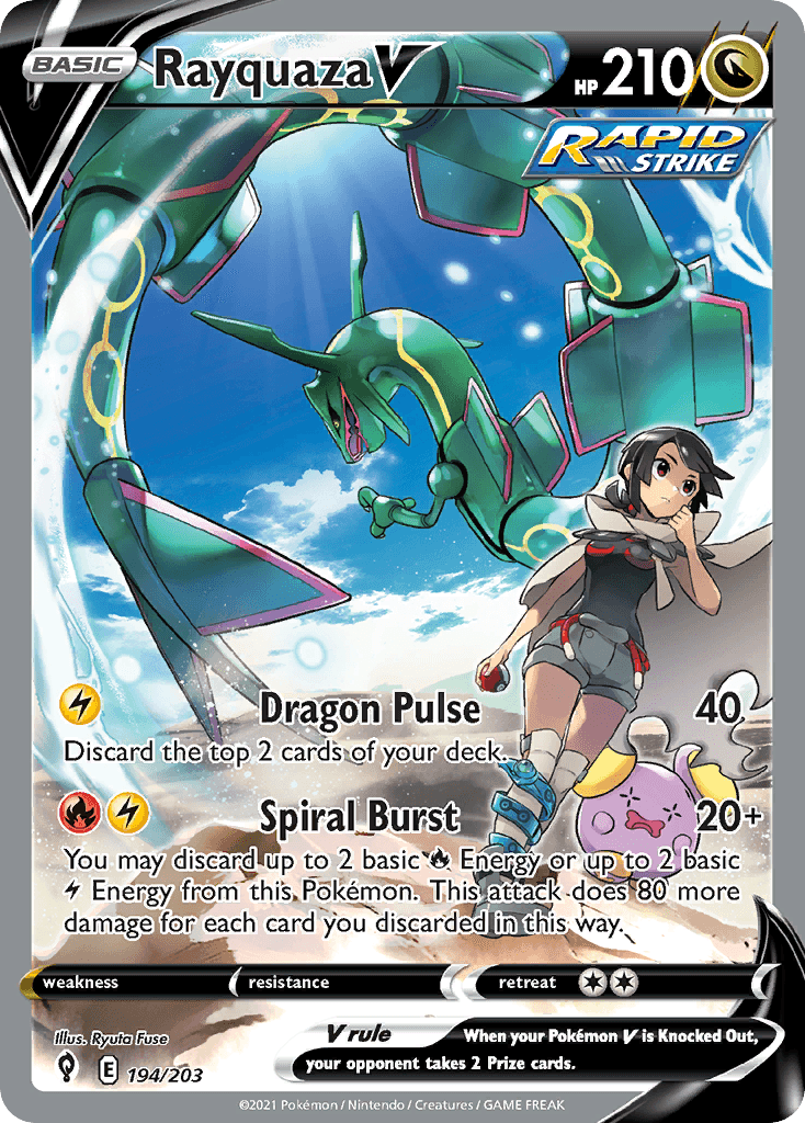 Rayquaza V printed card