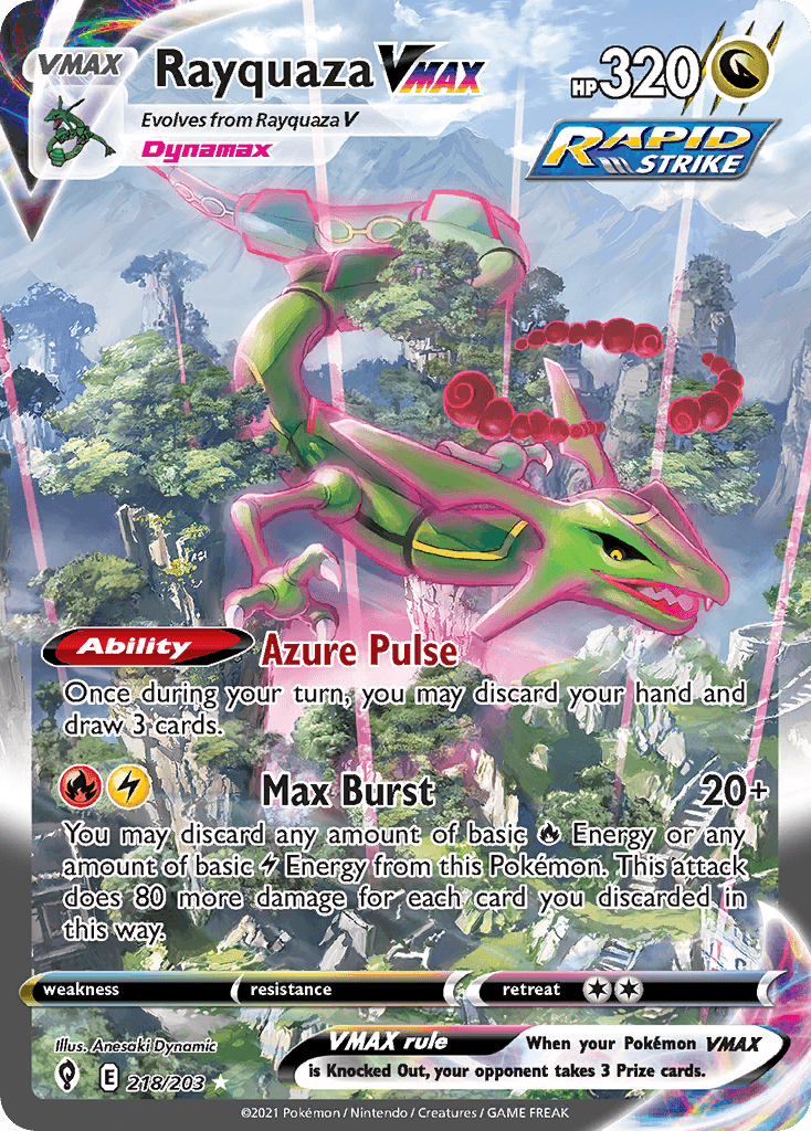 Rayquaza VMAX printed card
