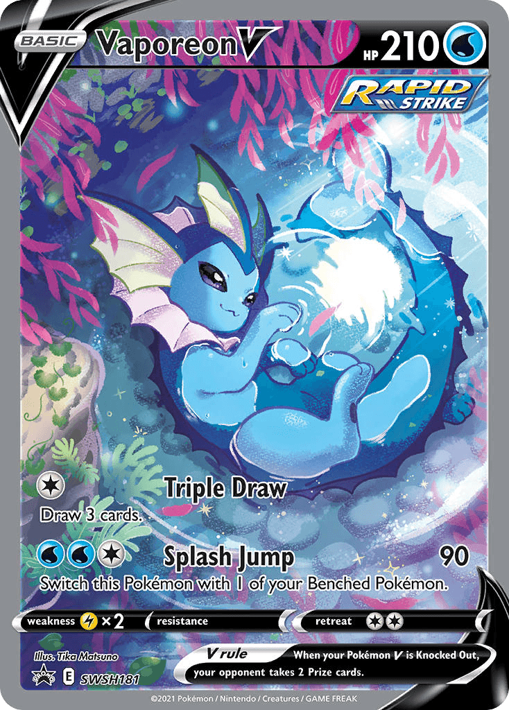 Vaporeon V printed card