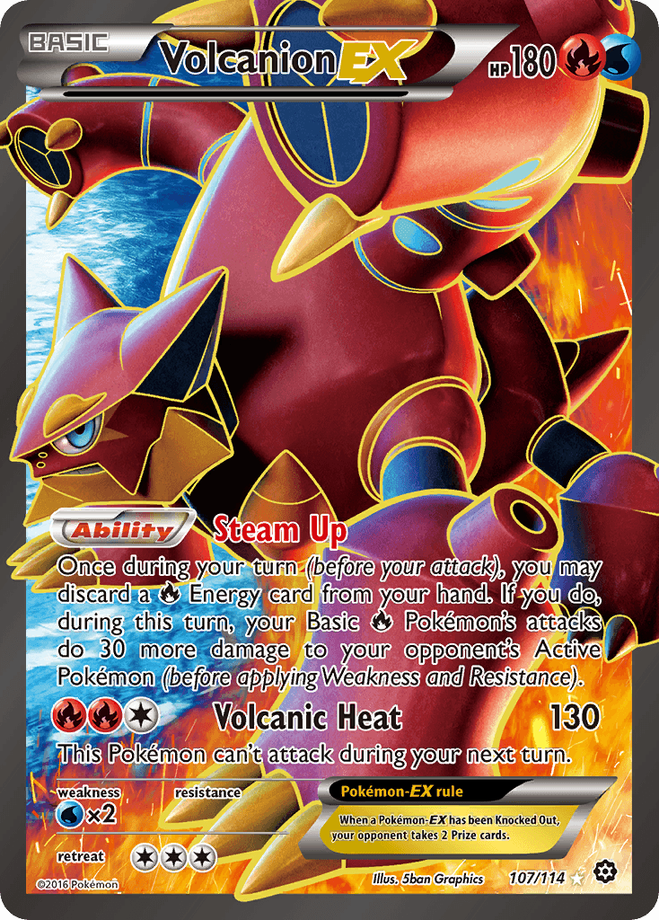 Volcanion-EX printed card
