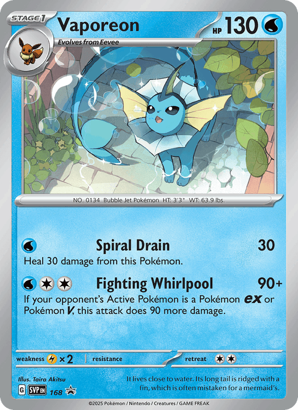 Vaporeon printed card