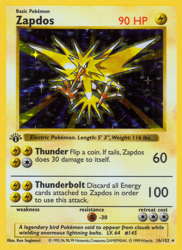 Zapdos printed card